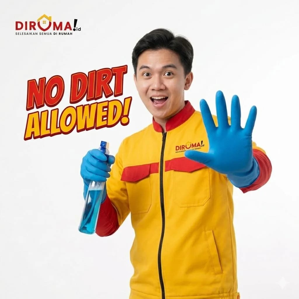 Petugas DIRUMA bersarung tangan dengan tulisan No Dirt Allowed